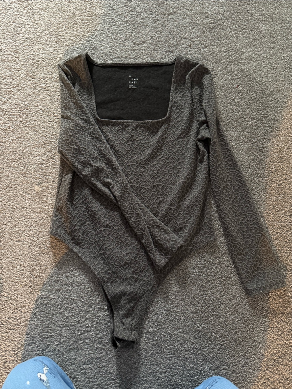 Textured Gray Long Sleeve Top